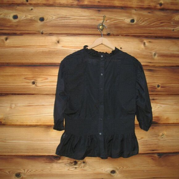 Something Navy Black Pleated Blouse Top - Picture 6 of 9
